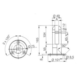Mocowanie podłużne szkła gr. 12-17,52 mm, zaokrąglone, wys. 165 mm, AISI 304, Satyna