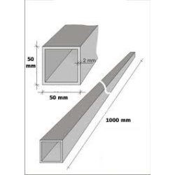 Profil 50x50x2  mm ze stali nierdzewnej AISI 304, 1 mb, Satyna