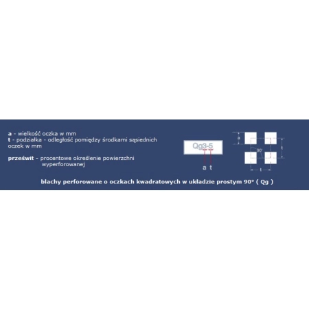 Blacha perforowana Qg10-14 oczka kwadratowe, stal nierdzewny AISI 304