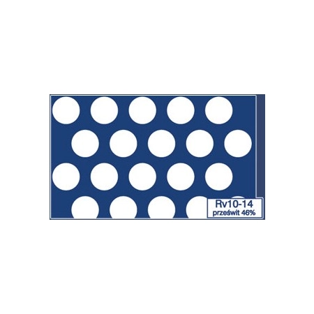 Blacha perforowana Rv10-14 oczka okrągłe po skosie/ układ mijany 60 st, stal nierdzewny AISI 304