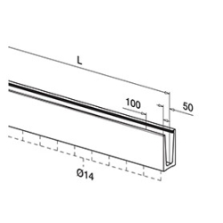 Profil do balustrady/ zabudowy szklanej, dolny, aluminiowy, szkło hartowane, klejone ESG/VSG 8.8.4, mocowanie proste do podłoża, dł.2500 mm