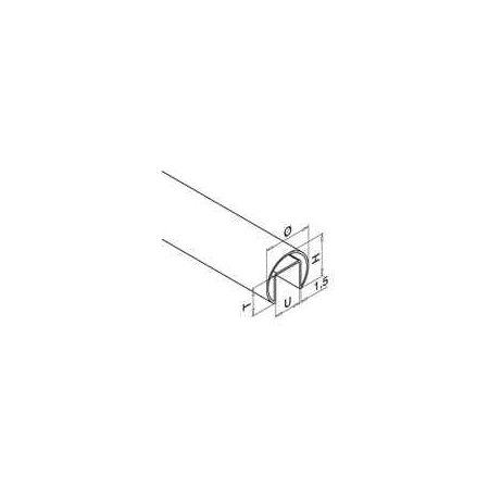Rura nakładana na szkło Ø48,3 mm profilowana wew. 27x30 mm ze stali nierdzewnej AISI 304, dł. 2,5 mb, Satyna