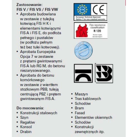 Zaprawa mocująca FISCHER VS 300 T- 300 ml, do użytku przy pomocy standardowego pistoletu do wyciskania silikonu