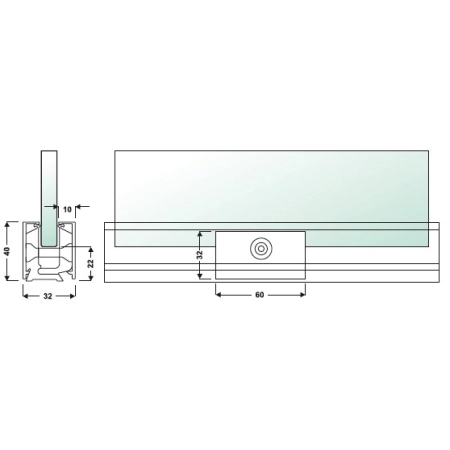 ALUMINIOWA LISTWA MONTAŻOWA PODŁOGA/SUFIT 3 MB, GRUBOŚĆ SZKŁA 12 MM