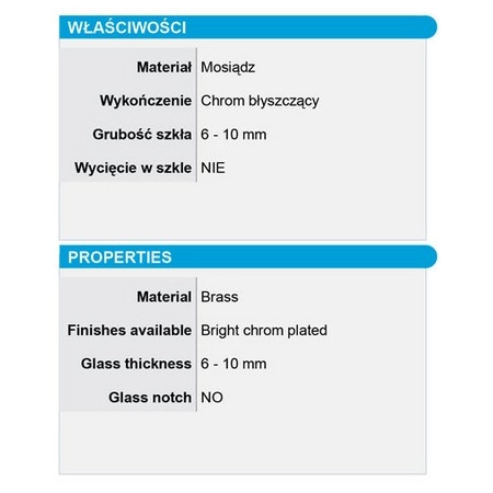 Wspornik kabiny prysznicowej ściana-szkło, mosiądz wykończenie chrom
