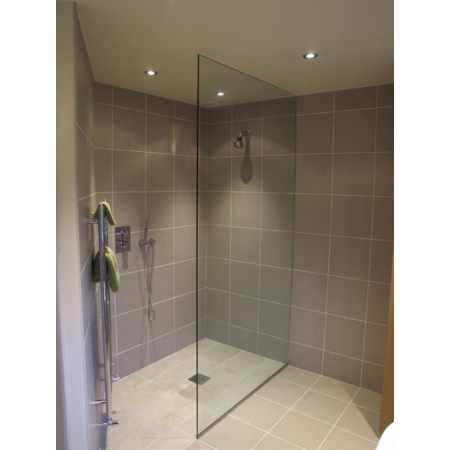 Zabudowa prysznica 1000x2000mm, ceownik 15x15mm, szkło hartowane ESG 10mm, wykończenie stal nierdzewna