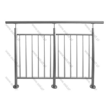 Barierka z wypełnieniem pionowym 115mm, dł.3mb, Rura Ø42,4mm, 22 rurki Ø10, poprzeczki 2 x fi 25 mocowanie do podłoża lub boczne, Satyna