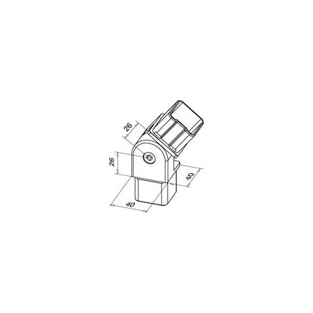 Kolanko kątowe na profil 40 x 40 x 2 mm, regulowane 0°- 180°, stal nierdzewna AISI 304, Poler