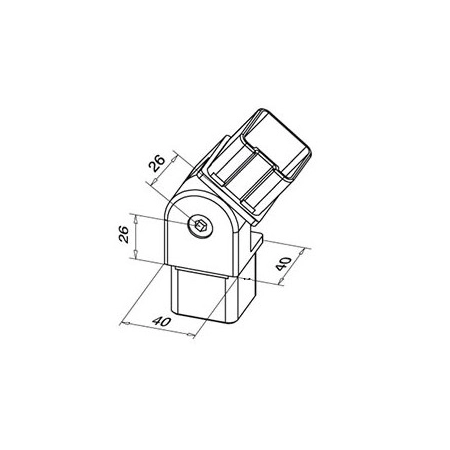 Kolanko kątowe na profil 40 x 40 x 2 mm, regulowane 0°- 180°, stal nierdzewna AISI 304, Satyna