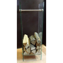 Stojak szklany na drewno szkło hartowane 8mm, wys. 90 cm