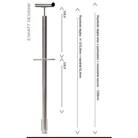 Mocownie do boku słupków balustrady z 1 wypełnieniem z rurki fi 12mm