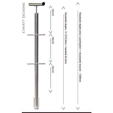 Mocownie do boku słupków balustrady z 2 wypełnieniem z rurki fi 12mm