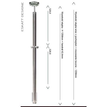 Mocownie do boku słupków balustrady z 1 wypełnieniem z rurki fi 12mm