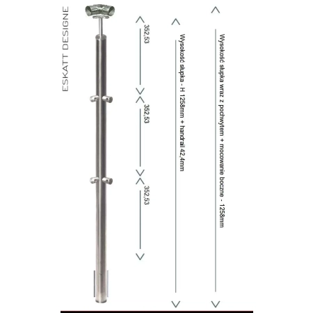 Mocownie do boku słupków balustrady z 2 wypełnienia z rurki fi 12mm