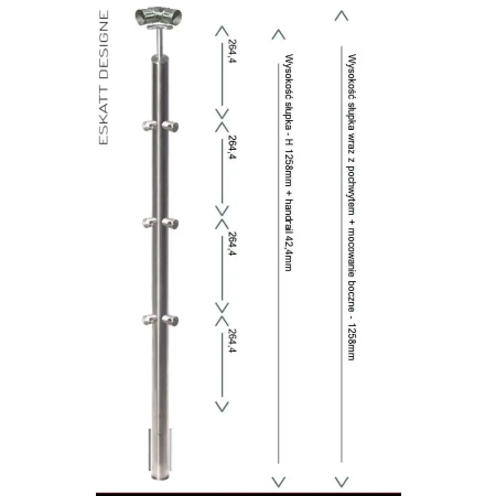 Mocownie do boku słupków balustrady z 3 wypełnienia z rurki fi 12mm