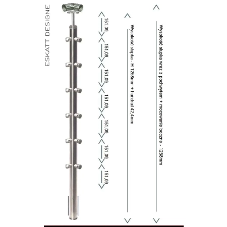 Mocownie do boku słupków balustrady z 6 wypełnienia z rurki fi 12mm