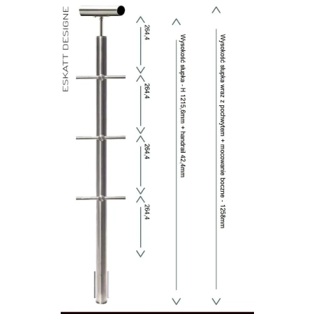 Mocownie do boku słupków balustrady z 3 wypełnieniem z rurki fi 12mm