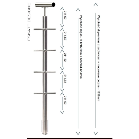 Mocownie do boku słupków balustrady z 3 wypełnieniem z rurki fi 12mm