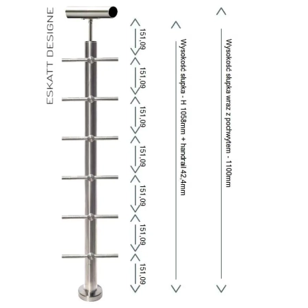 wypełnienie poziome balustrady z 6 rurkami