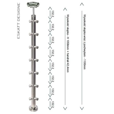 7 wypełnień z rurki fi 12mm słupek do balustrady w słupku narożnym