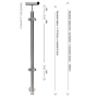 słupek balustrady rogowy szklanej z czterema mocowaniami do szkła