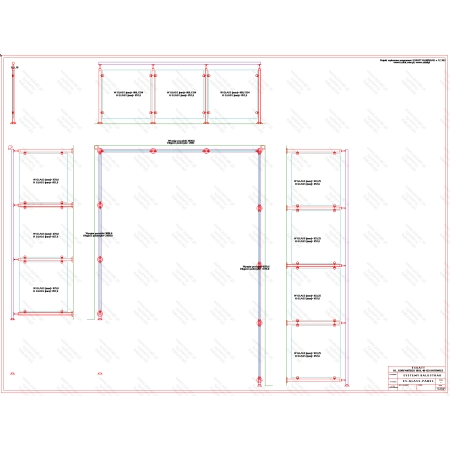 ES GLASS PANEL 3 boki dł. 2941 mm 2882 mm 4121 mm wys.1100 mm