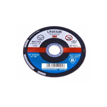 Tarcza do cięcia stali nierdzewnej UNIFAM, 125x1x22 mm