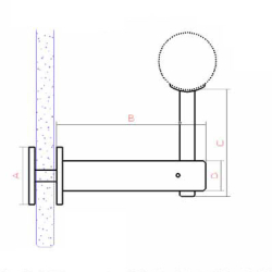 Mocowanie pochwytu Ø50,8 mm do szkła gr. 12-30 mm, regulowane, Satyna